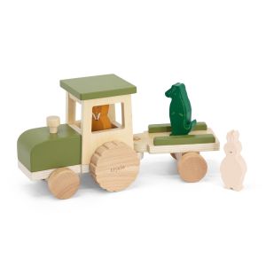 Tractor de Madera con Remolque Verde – Trixie- desde 18 meses