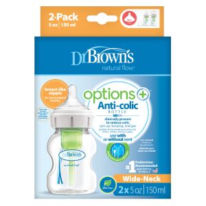 Pack 2 Biberón Anticólicos Boca Ancha Pp Options+ Dr. Brown's 150ml/270ml