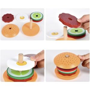 Hamburguesa de Madera , Juguete educativo y divertido para Niños