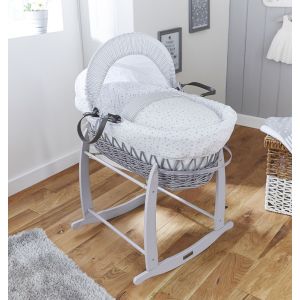 Moisés de Mimbre Gris Estrellas y Rayas , Clair de Lune  ® ✔ REBAJAS ✔