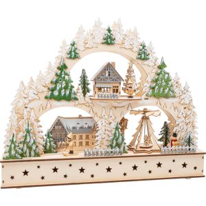 Pueblo de invierno con arco luminoso