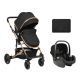 Carrito de bebé 3en1 asiento transf. Amaia negro