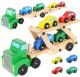Camión de madera - grúa + juego de coches