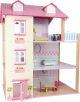 Casa de Muñecas Girable de 3 Pisos con Tejado Rosa