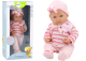 Muñeca Bebé con Jersey de Rayas, Gorro y Bufanda Rosa – 39 cm