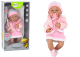 Muñeca Bebé con Ropa Blanca y Rosa, Chupete, Babero y Manta – 42 cm