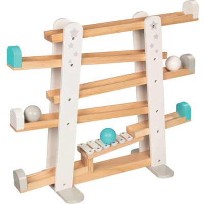 Pista de bolas con xilófono de madera, de Goki